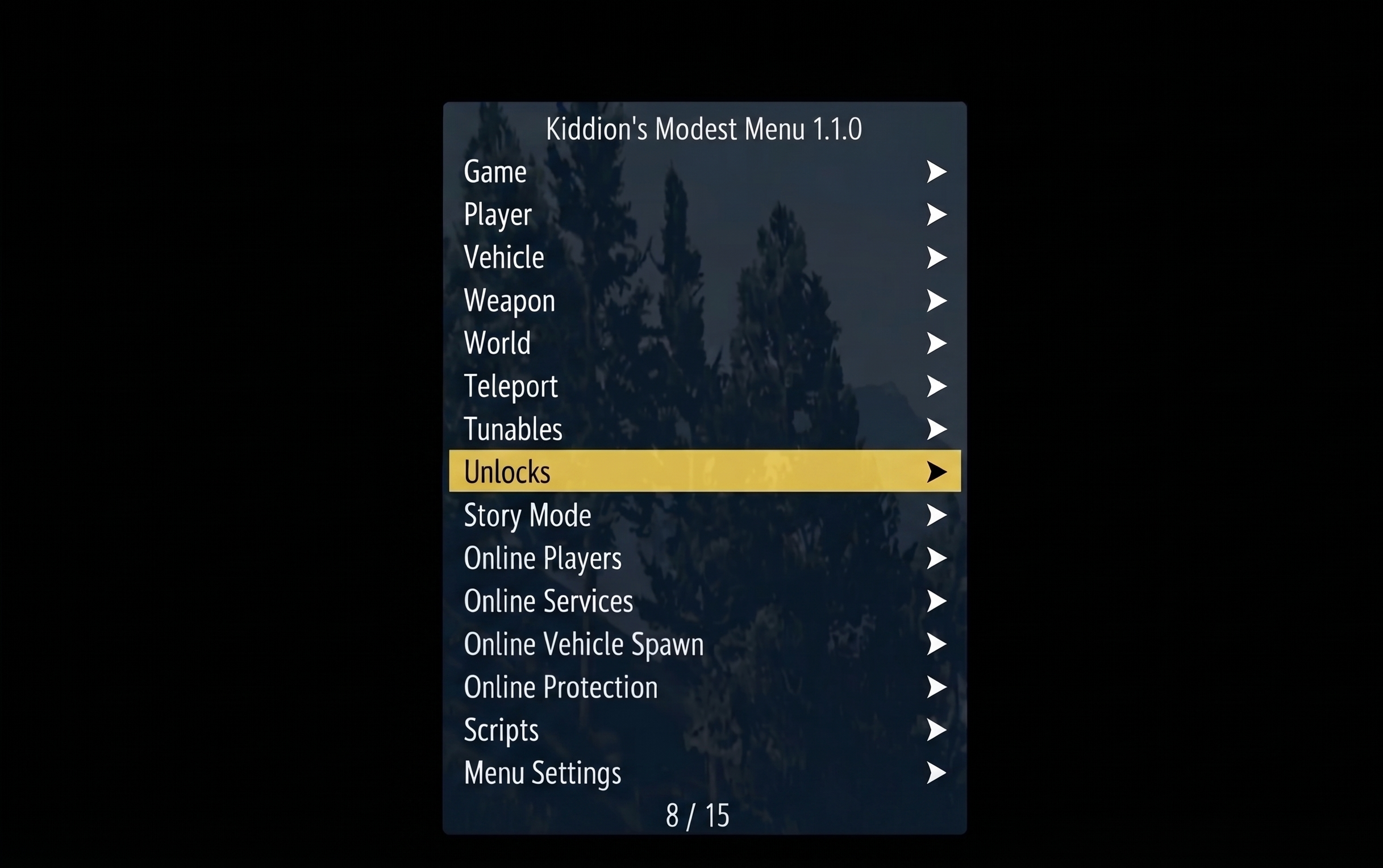 Kiddions Modest Menu
