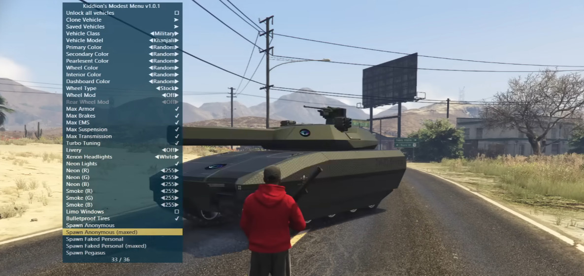 Main menu interface