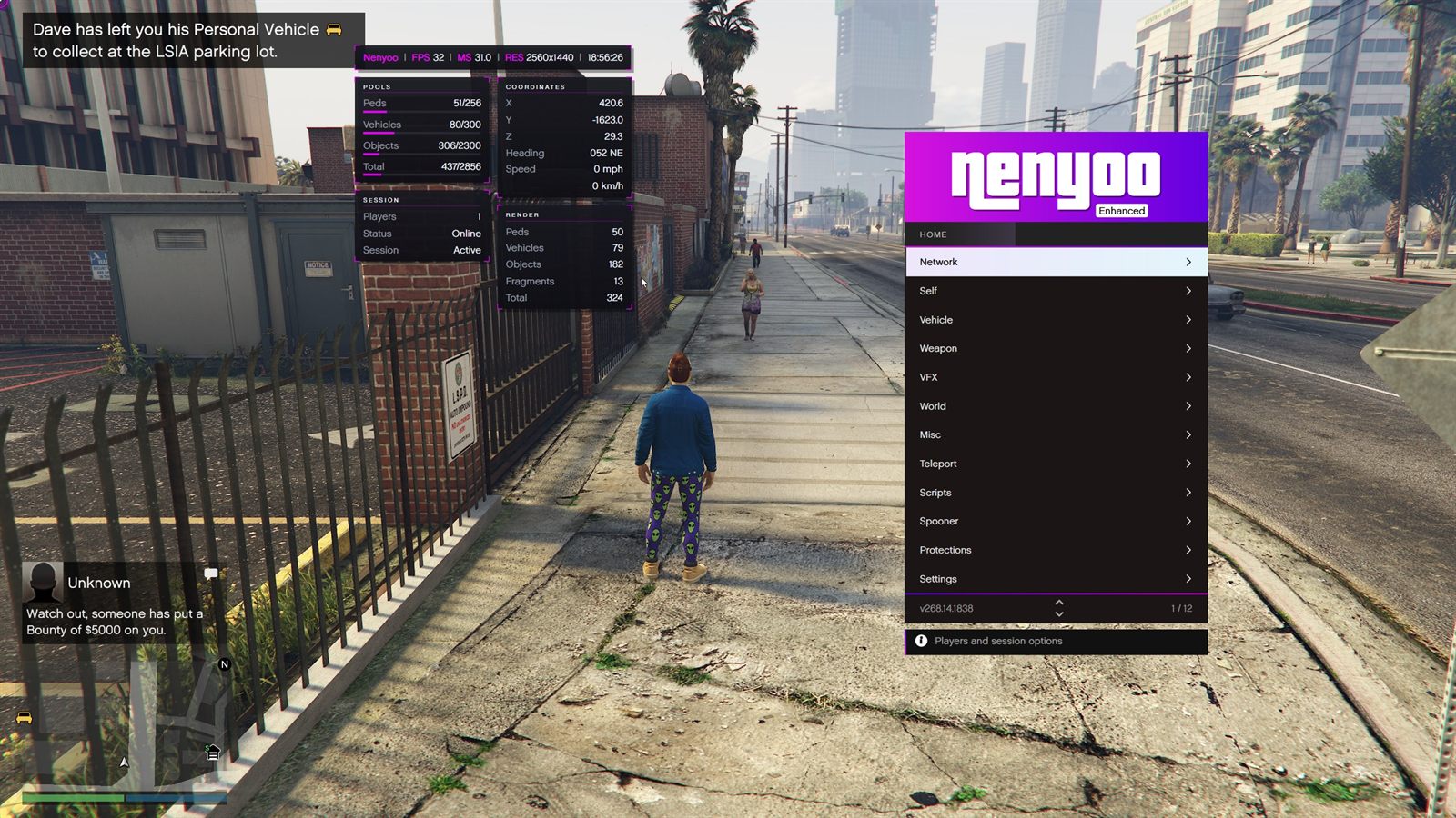 Main menu interface